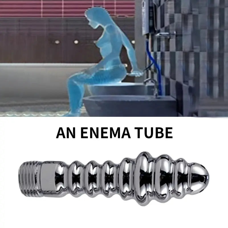 Female Shower Enema Tube Kit Aluminum Nozzle With Holder Cleaning Brush