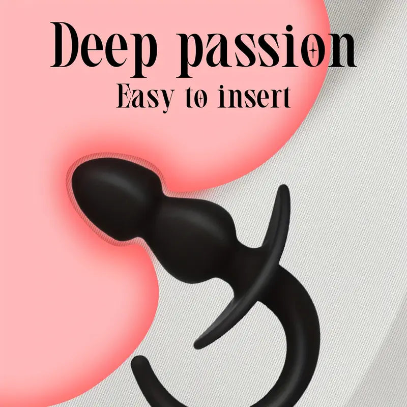 Soft Flexible Silicone Tail Anal Plug With Beads Blue Luminous Effect