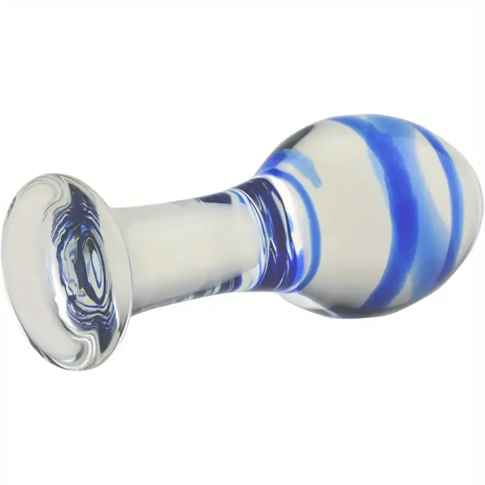 4.13inch Blue Glass Crystal Ball Plug Stimulator Butt Pleasure Wand