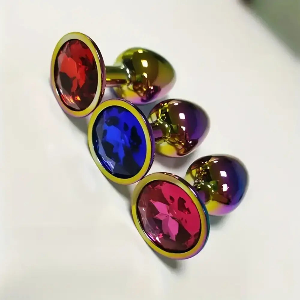 Colorful Anal Plug Three-in-One Pull Adult Sex Toy Metal Backyard