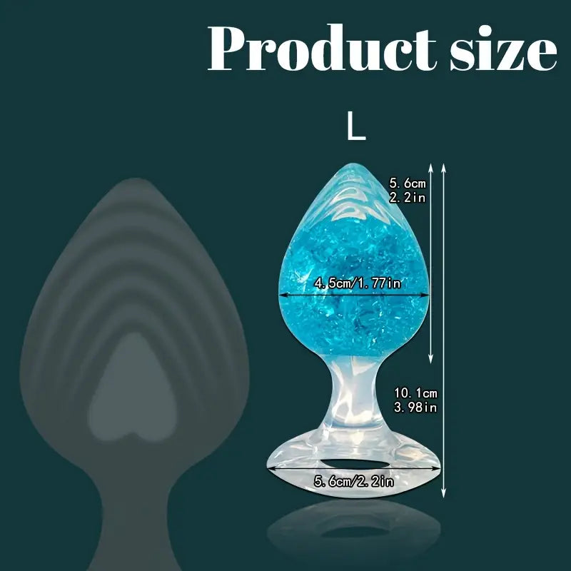 Textured Liquid Silicone Crystal Heart-Shaped Blue Passion Play Intimate Toy