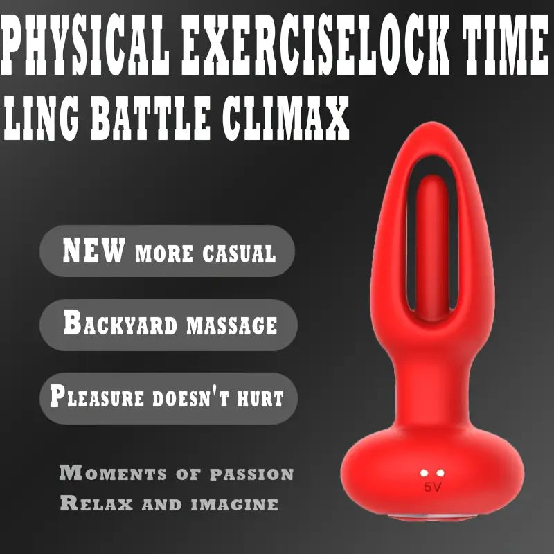 Red Silicone Prostate Massager Vibrating Anal Plug Rechargeable Wearable
