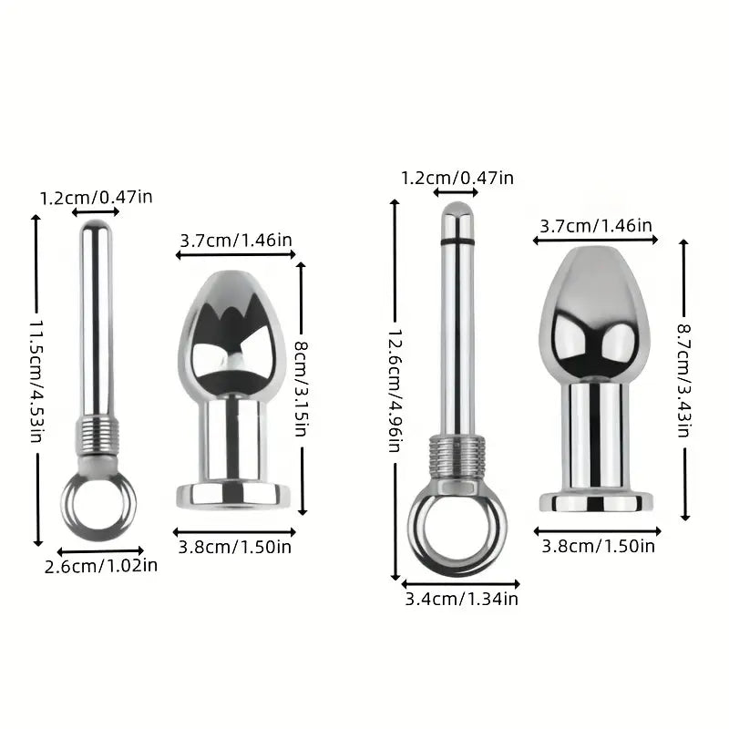 Through-hole Enema Metal Butt Plug With Removable Insert Anal Plug
