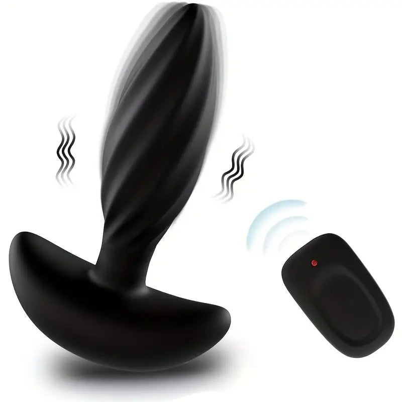 Black Anal Trainer With 16-vibration Butt Plug For Anus Vagina Stimulation