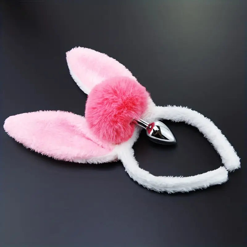 Adorable 2pcs Set Bunny Tail Anal Plug For Women Men Cosplay Sex Toy