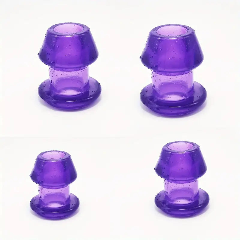 4pcs Purple Jelly Hollow Anal Plugs 4 Sizes Tunnel Expanders For Adults