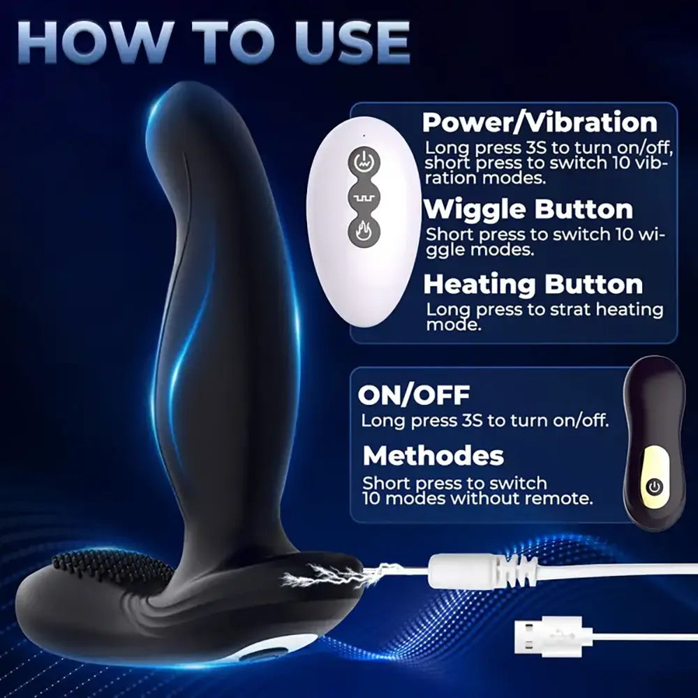 Finger-like Wiggle Prostate Massager Dual Vibrating Anal Vibrator
