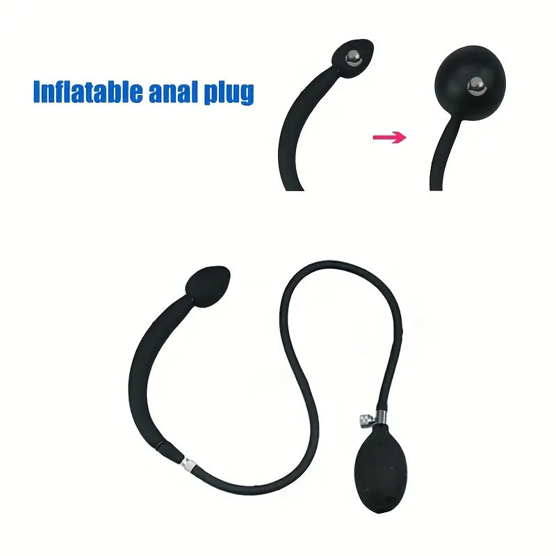 Liquid Silicone Inflatable Anal Plug With Rolling Ball Inflatable Anal Plug