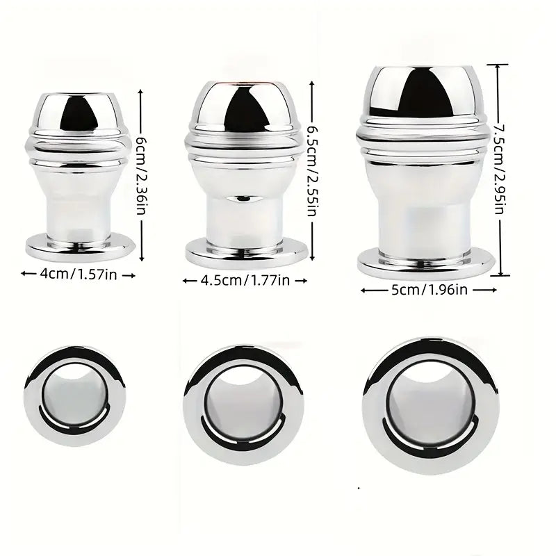 SM Stainless Steel Chastity Penis Ring Hollow Enema Anal Plug
