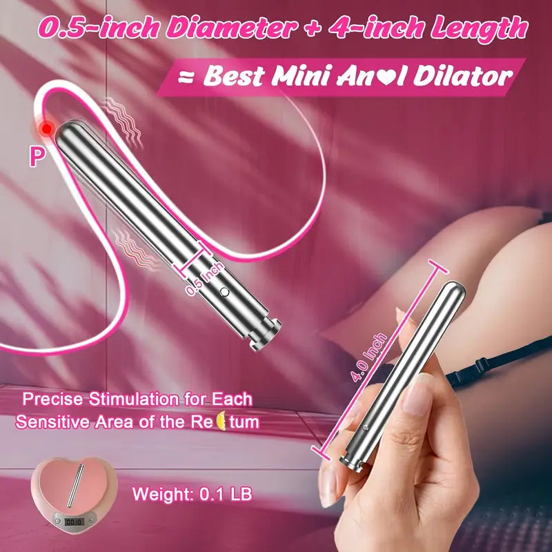 Necklace Stainless Steel Vibrating Butt Plug Long Metal Anal Trainer Vibrator