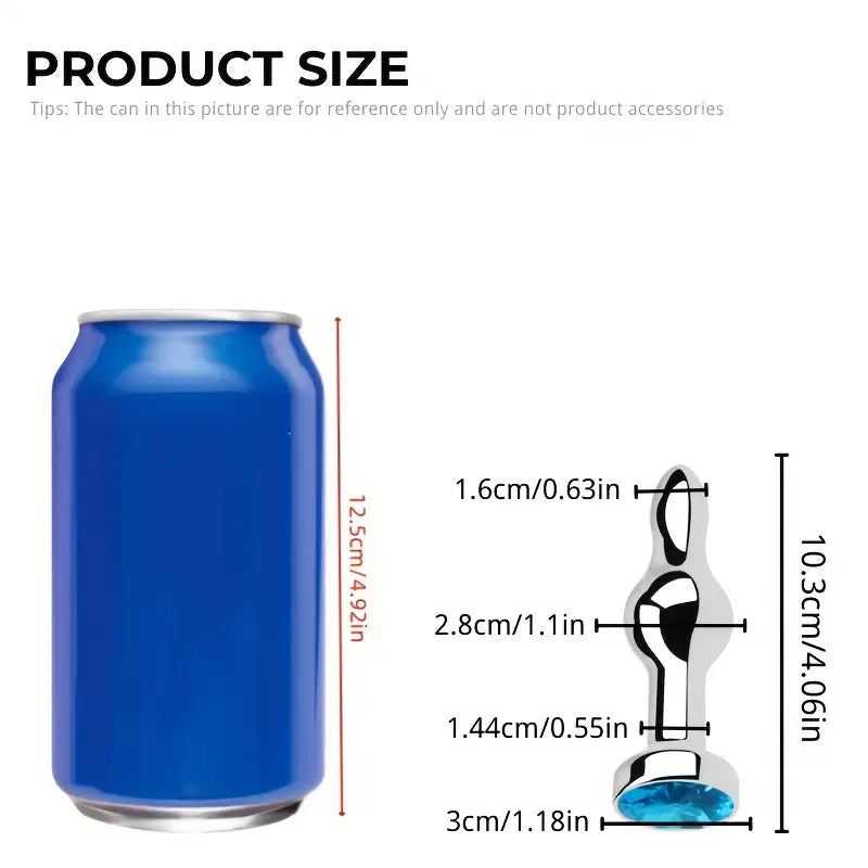 Unisex Metal Butt Plug Anal Sex Toy Blue Gem Bases For Beginners