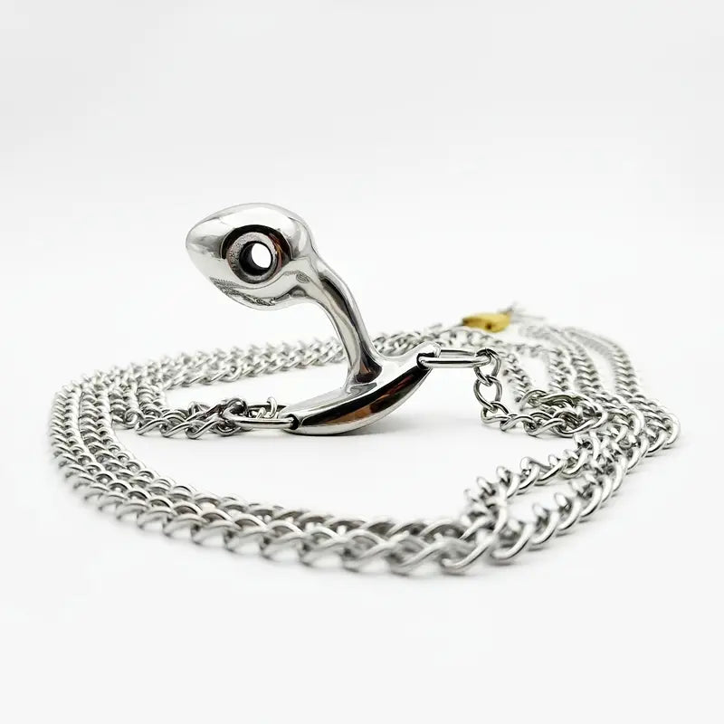 Wearable Iron Underwear With Metal Anal Plug For Posterior Massage