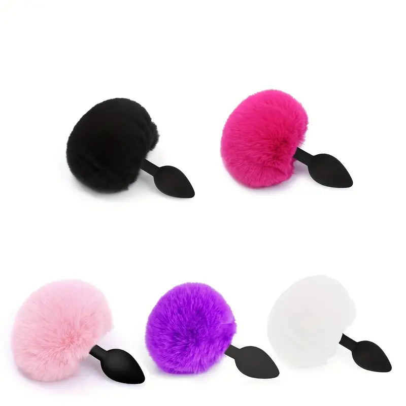 Rabbit Tail Design Three Sizes Five Colors Waterproof Butt Plug For Adults