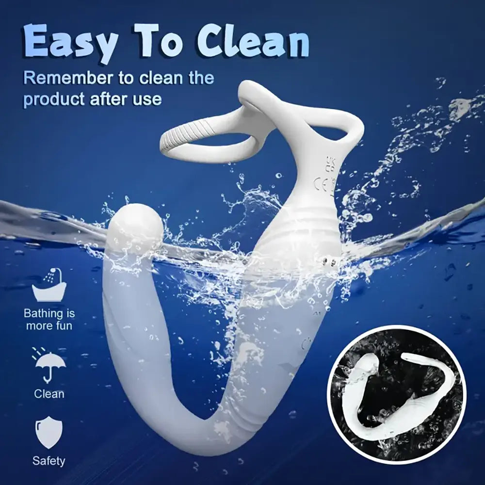 Rotating Anal Vibrator C-Shaped Penis Ring Adult Anal Sex Toy