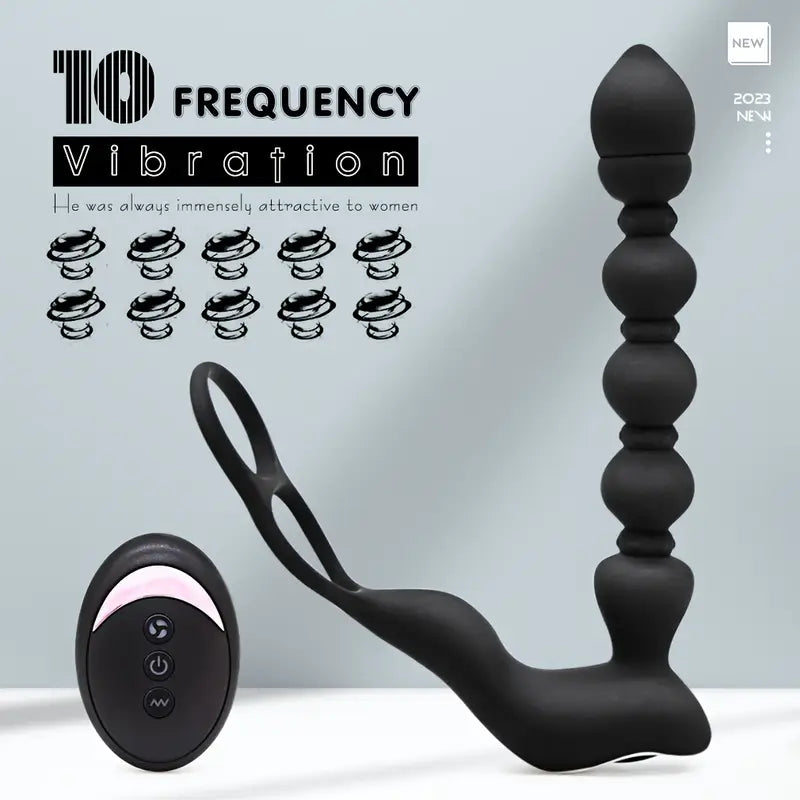 10 Thrusting Vibrating Anal Dildo G-Spot Vibrator Anal Plug With Cock Ring