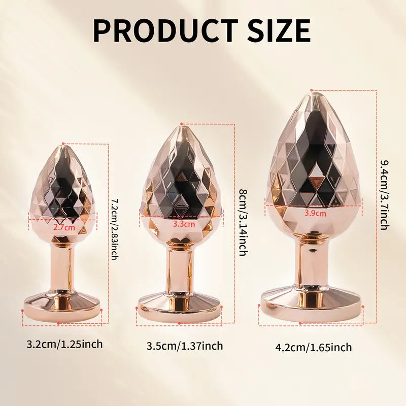 3pcs Luxury Geometric Diamond Anal Set Metal Butt Plug For G-Spot