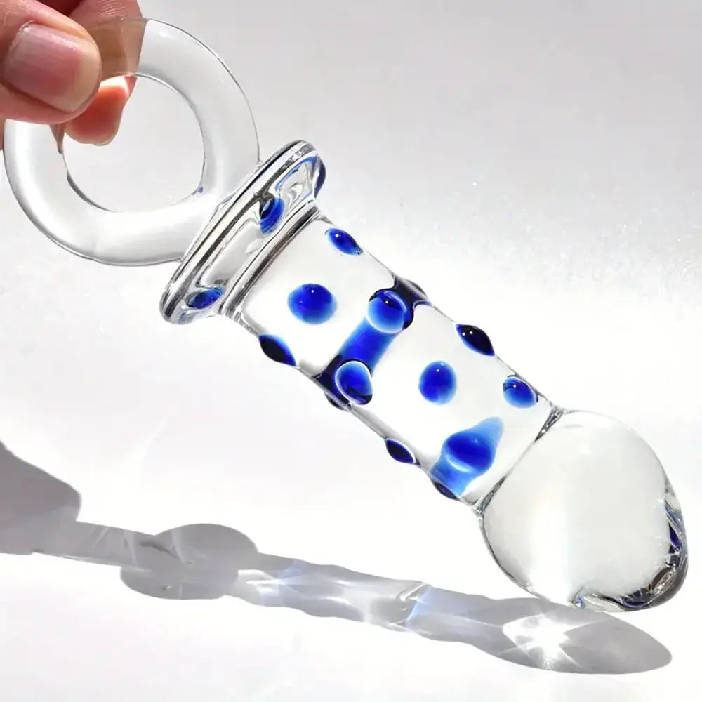 Glass Butt Plug Prostate Massager Bumps Pull Loop Fetish Anal Dilator