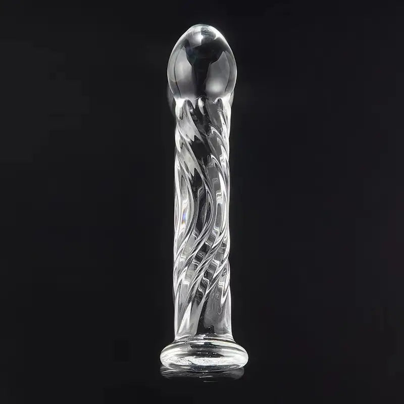 Elegant Transparent Crystal Dildo Glass Anal Plug Spiral Design Adult Toy