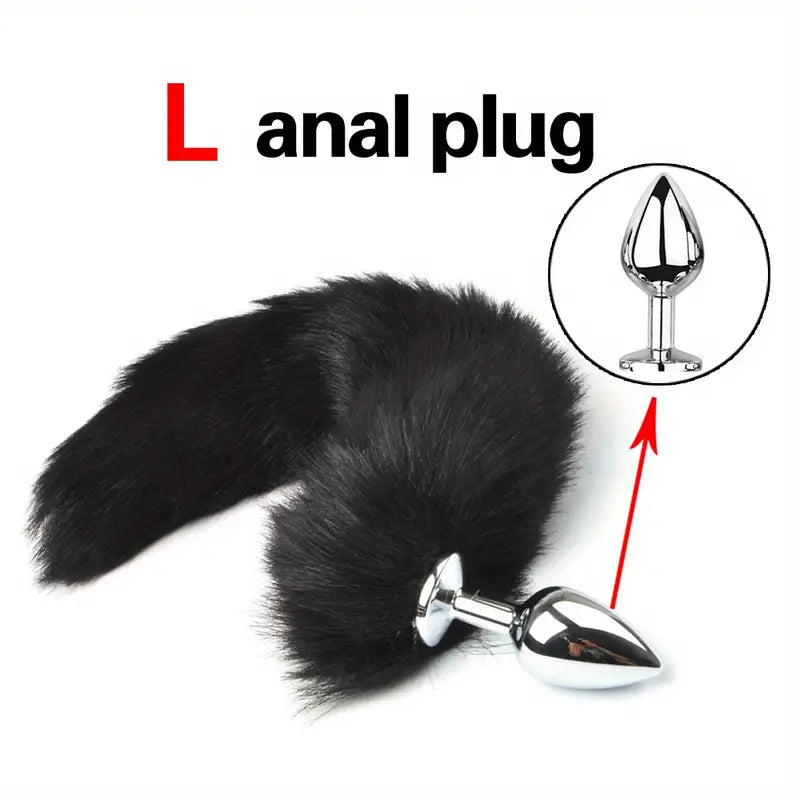 Three Size Dog Tail Metal Anal Plug Animal Tail Butt Plug Cosplay Sex Games