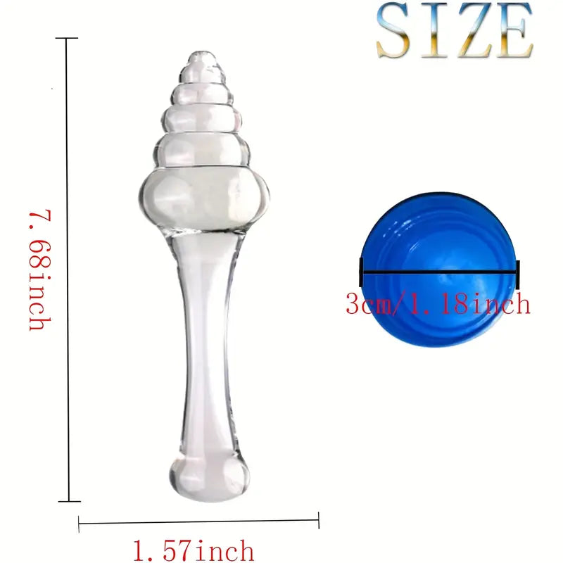 7.68in Crystal Glass Wand Dildo Penis Threaded Glass Fairy Wand Anal Beads
