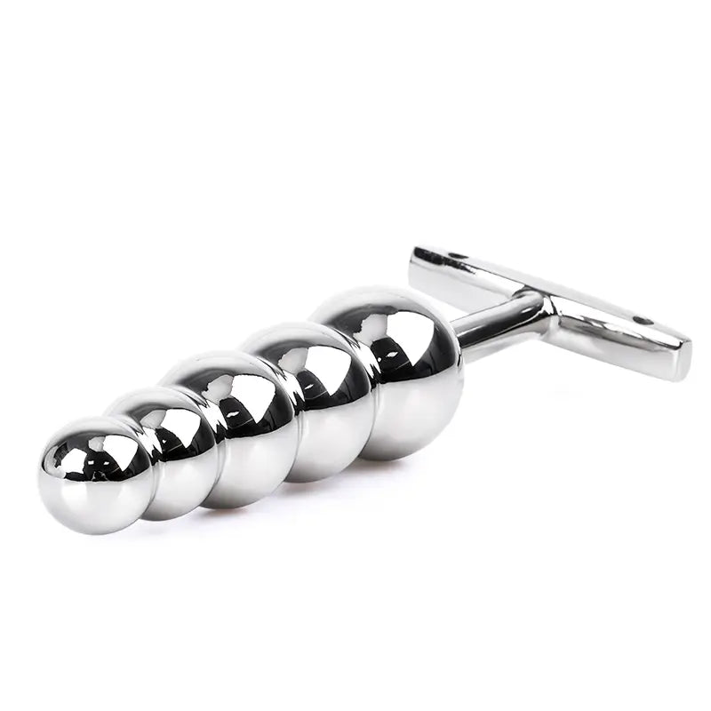 Fetish Kinky Sex Love Anal Beads Metal Butt Plug With 5 Graduated Balls