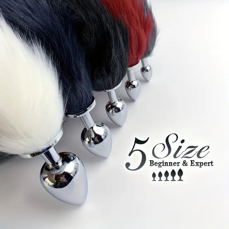 BDSM Five Sizes Faux-Fur Dog Tail Anal Plugs For Role-Playing Games