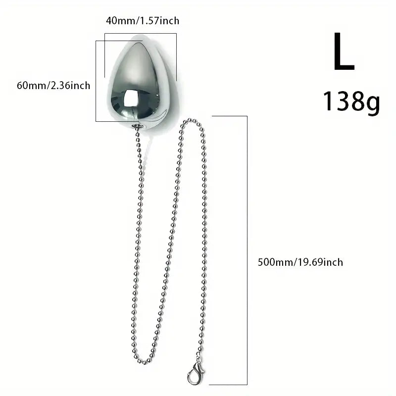 Heavy Duty Metal Teardrop Butt Plug With Chain Solid Anal Toy Couples