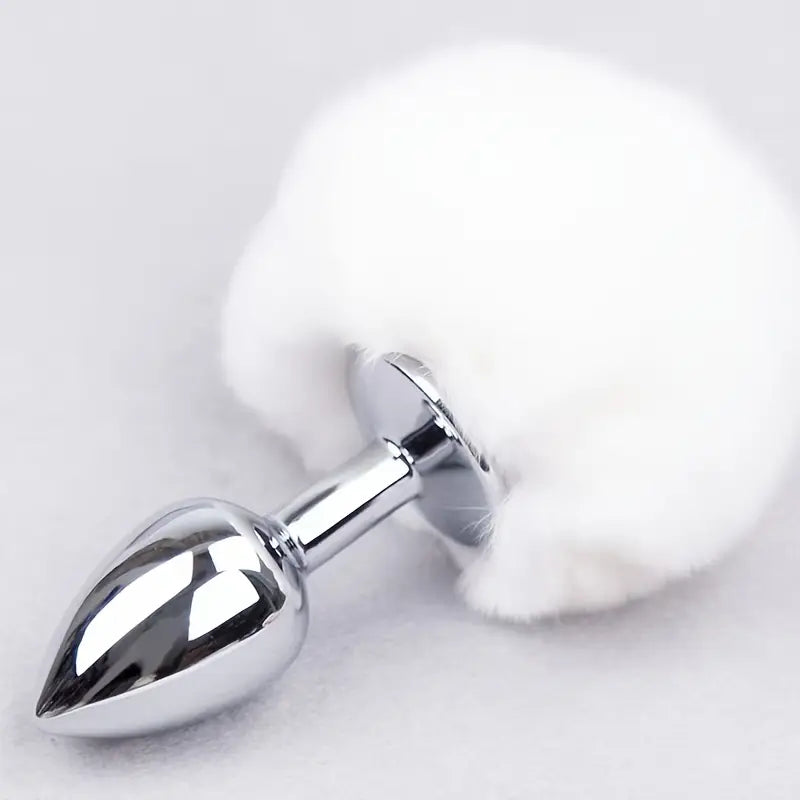Rabbit Tail Metal Hairball Female Back Court Butt Plug Anal Sex Toy