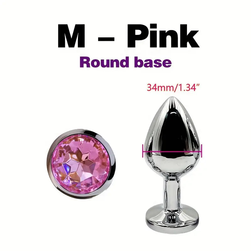 BDSM Metal Anal Plug With Gem Base For Beginner To Expert G-spot