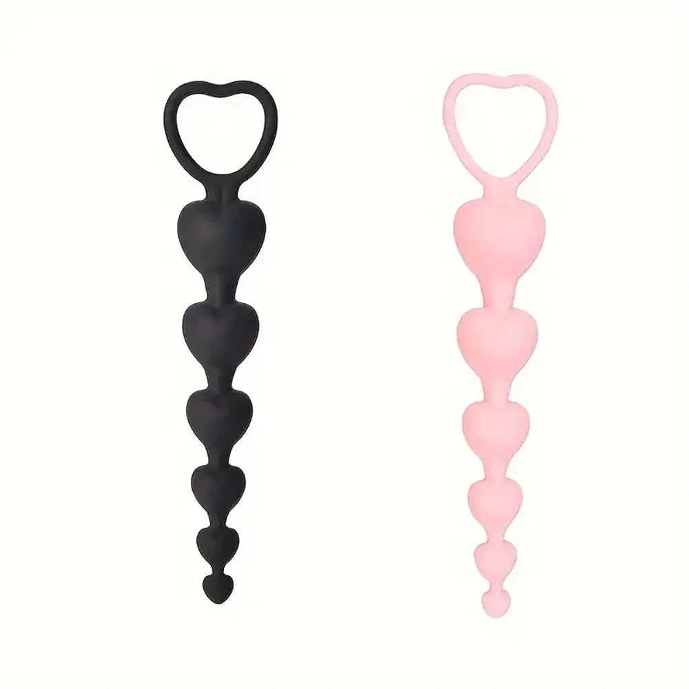 Mini Heart Shaped Anal Plug Vaginal Pull Beads Silicone Soft Butt Plug