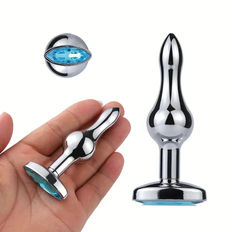Metal Outdoor Jewel Base Butt Plug Sex Massager G-point Sex Toy Dildo