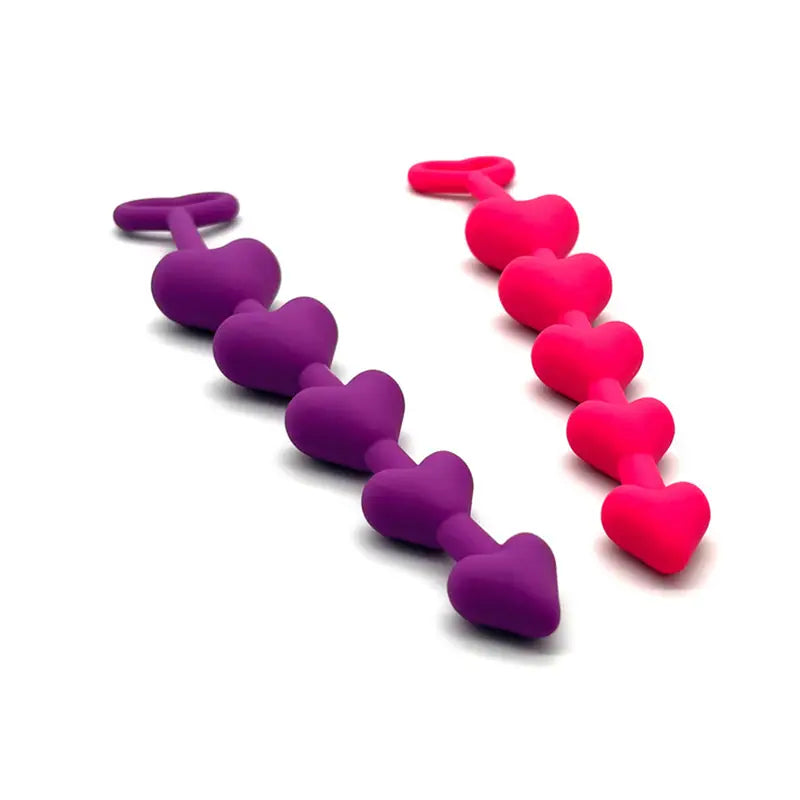 Sexy Silicone Female Harem Heart-Shaped Bead Anal Plug For Sex Orgasm