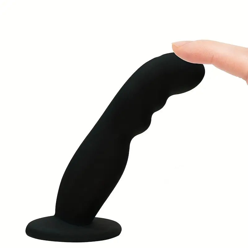Powerful Suction Cup Anal Beads Flexible Black Silicone Pleasure Anal Plug