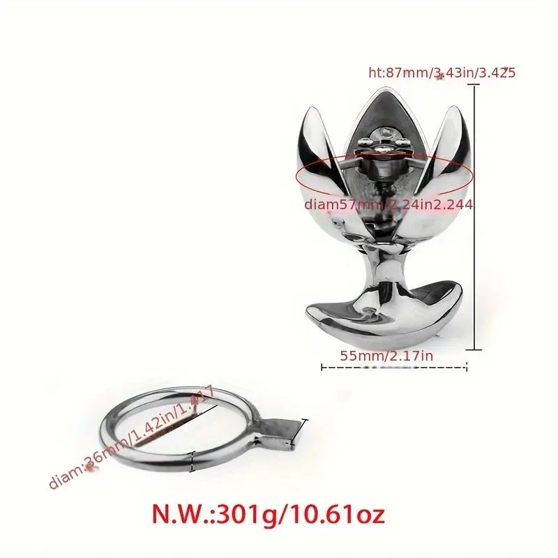 New Metal Butt Anal Chastity Lock Open Close Butt Plug For Women SM
