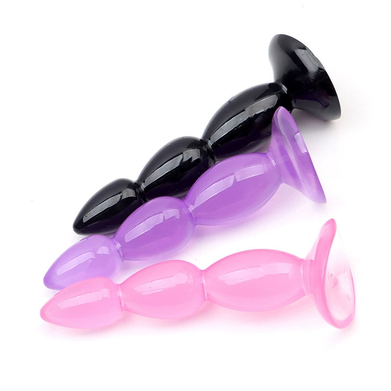 PVC Anal Plug Anal Dilation Device Wth Wavey Pearls Rear Tower Puller