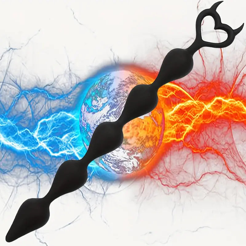 Silicone Anal Beads Butt Plug With 5 Heart Balls Flexible Anal Sex Toy