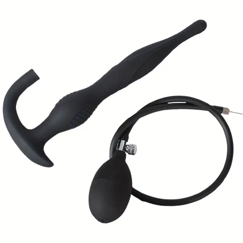 Silicone Inflatable Anal Plug With Textured Surface Long Friction Butt Plug