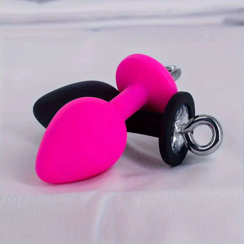 Pull Ring Silicone Anal Plug For G-point Massage Gem Base Butt Plug