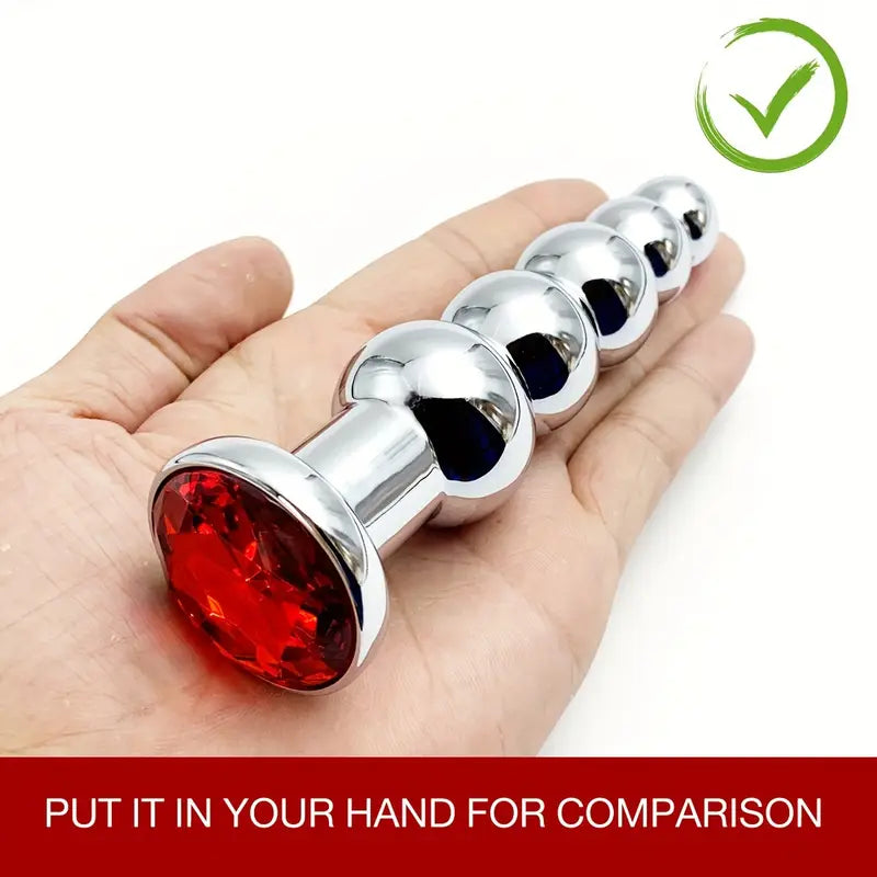 Metal Anal Plug 5 Beads Anal Dilator Jewel Base Butt Plug Anal Toy