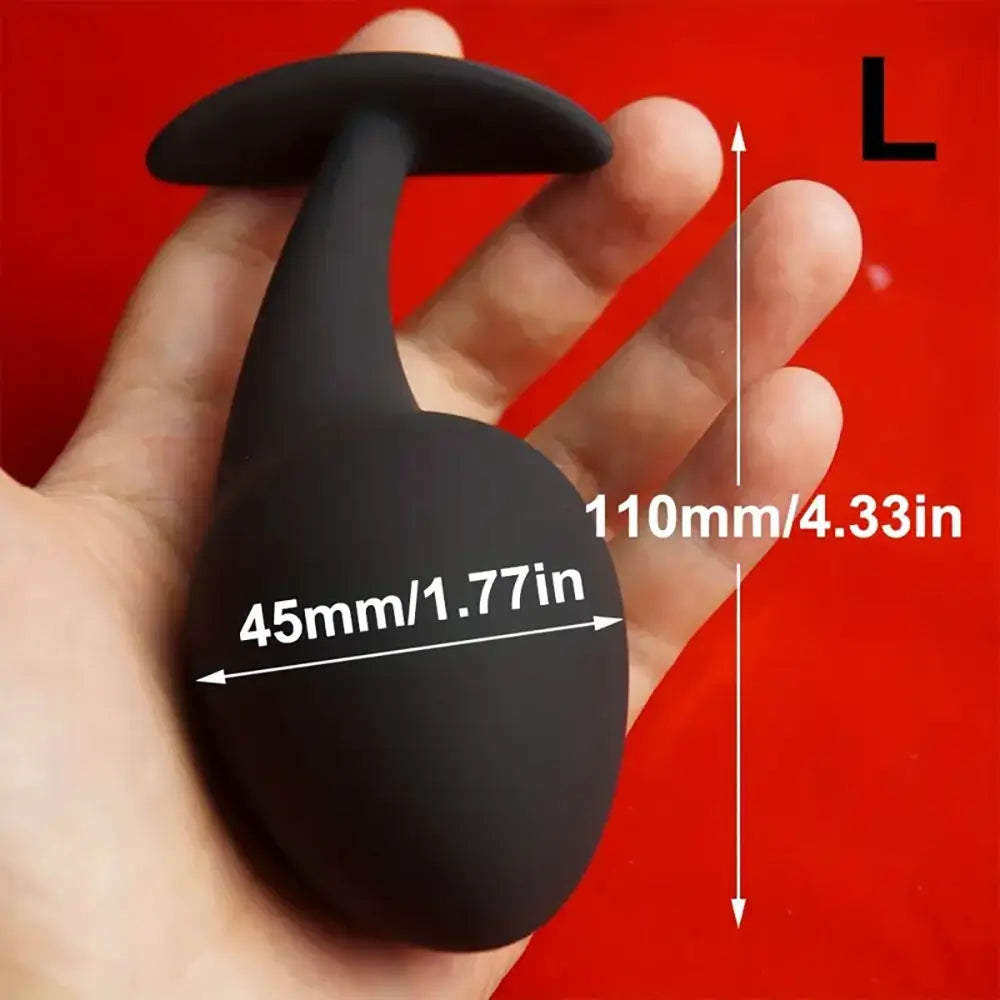Silicone Anal Dilator Black Butt Plug Tadpole Shaped Anchor Sex Toy