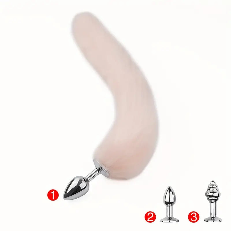 Detachable Faux Fur Fox Tail Metal Anal Plug Role-playing Anal Sex Toy