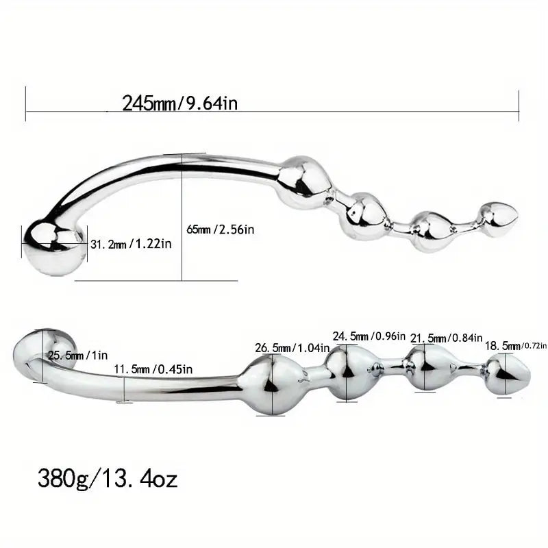 Stainless Steel Anal Stopper With 4 Beads Prostate Massager For Adults