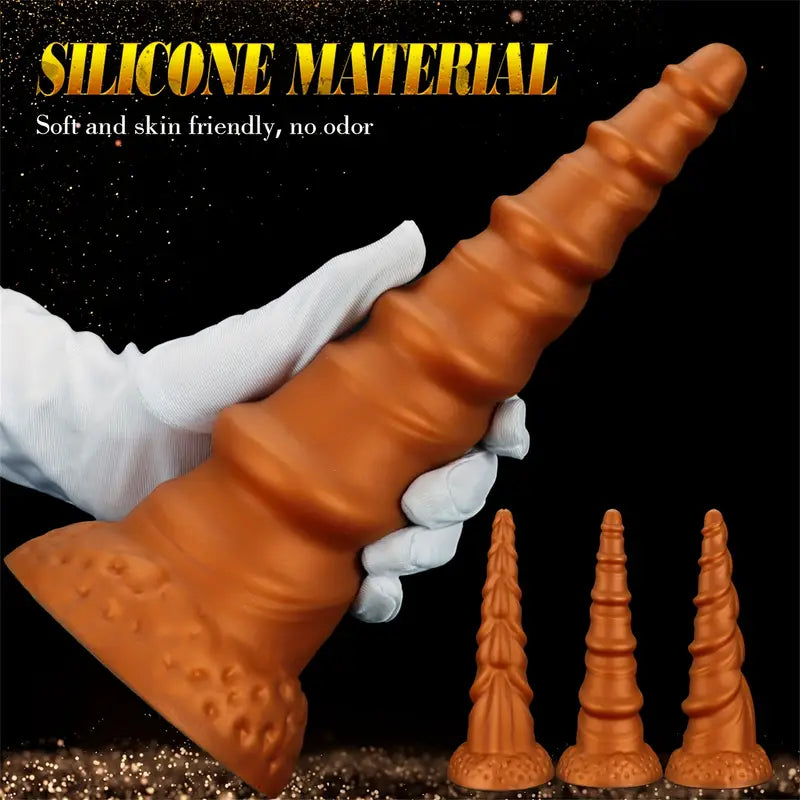 Tapered Thread Silicone Butt Plug With Suction Cup Texture Stimulation