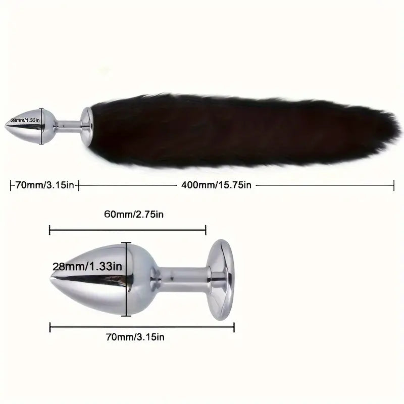 Fox Tail Butt Plug Handcuff Plush Cat Ear Headband With Bells Necklace Set