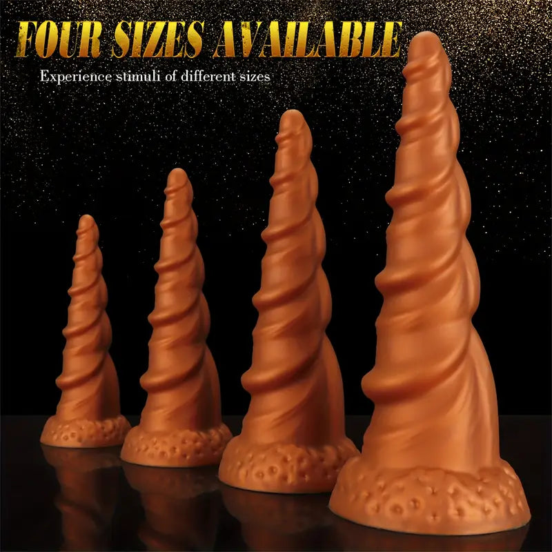 Tapered Thread Silicone Butt Plug With Suction Cup Texture Stimulation