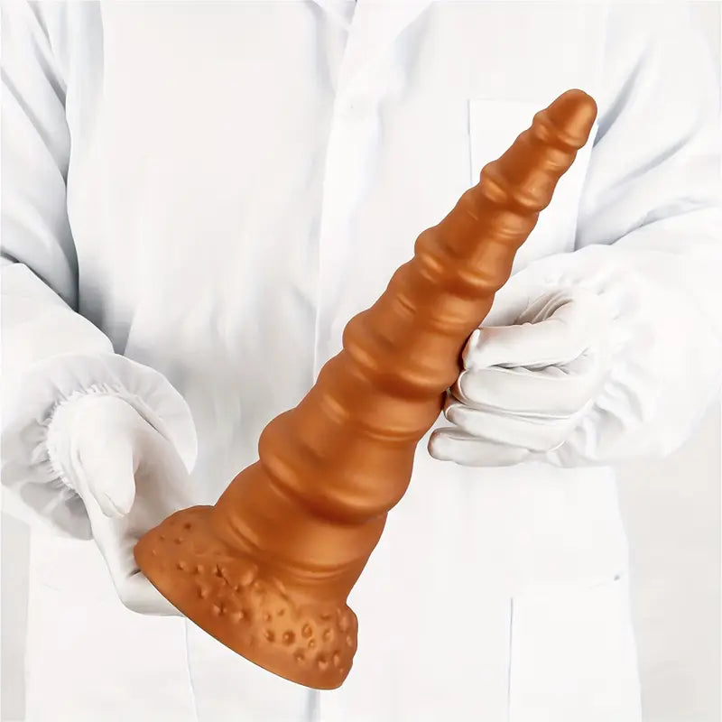 Tapered Thread Silicone Butt Plug With Suction Cup Texture Stimulation