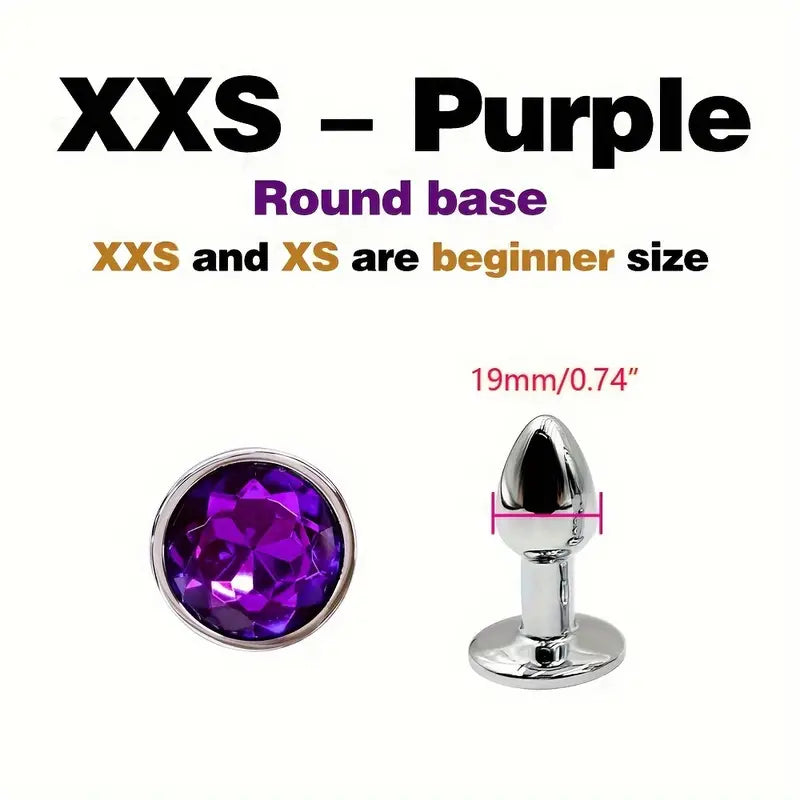 BDSM Metal Anal Plug With Gem Base For Beginner To Expert G-spot