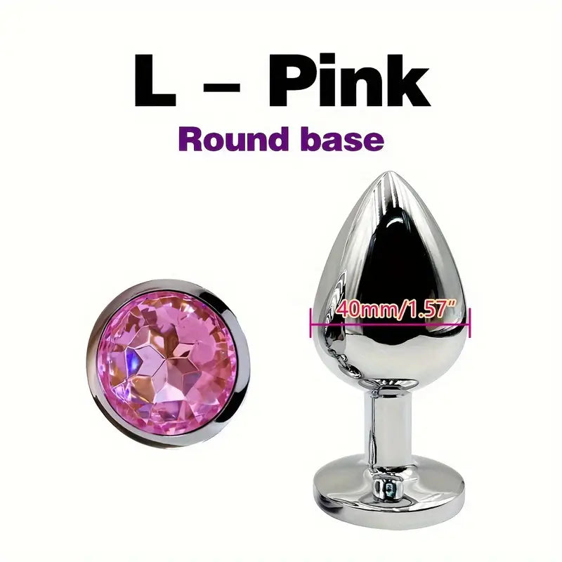 BDSM Metal Anal Plug With Gem Base For Beginner To Expert G-spot