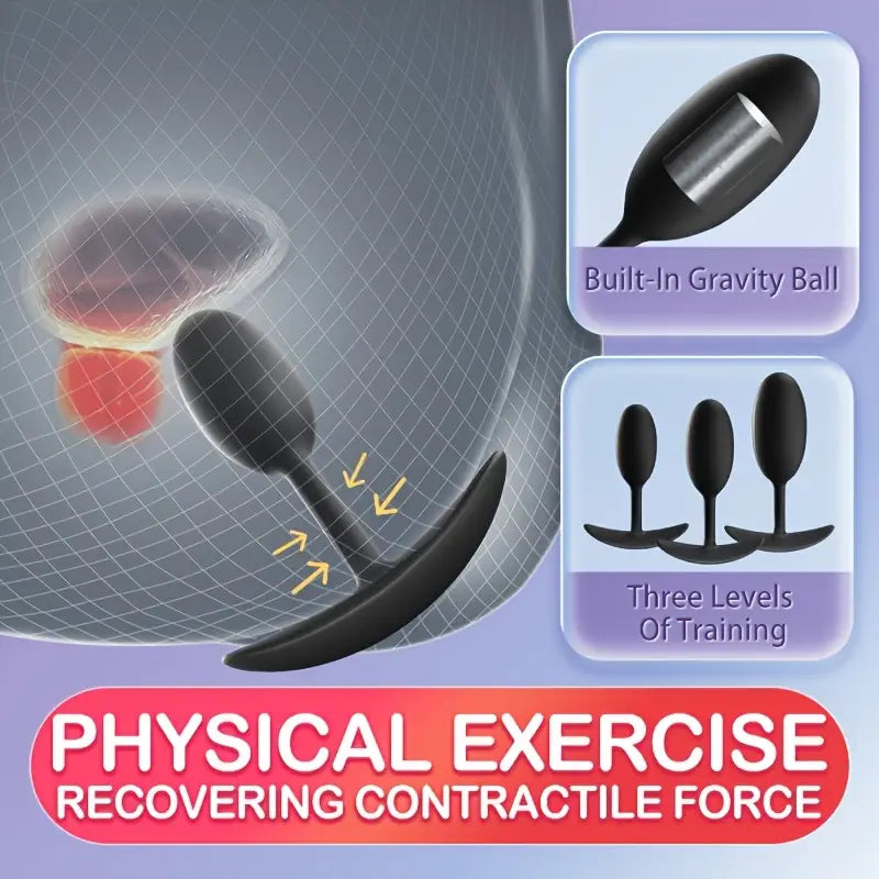 Black Silicone Butt Plug Gravity Anal Training Piston For Anal Vagina Sex