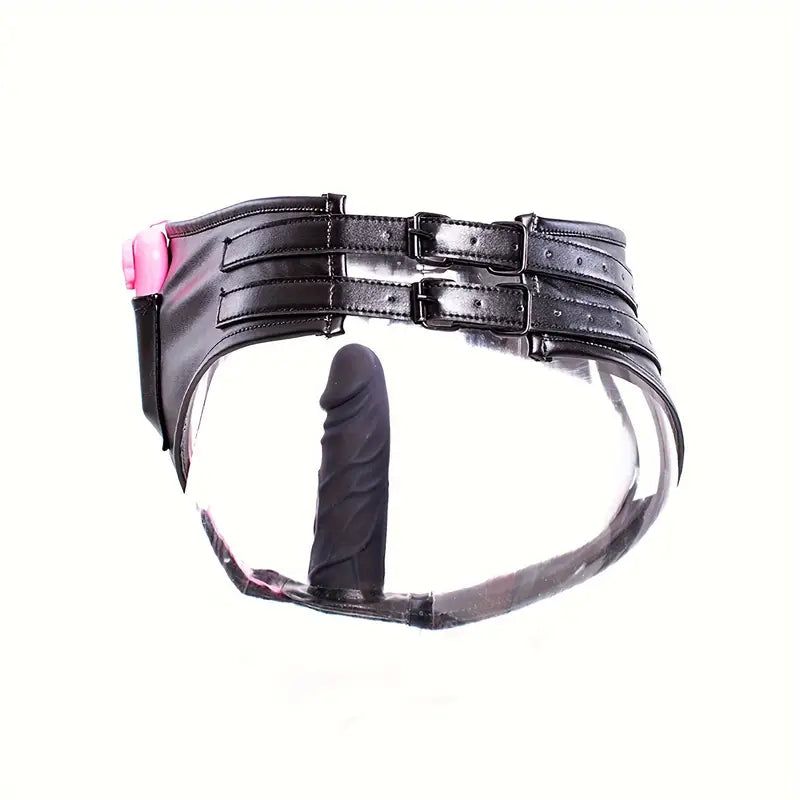 SM Restraint Thick Faux Leather Panties With Silicone Dildo Strap-On